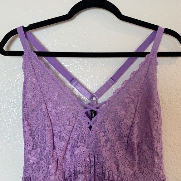 Torrid Curve Babydoll Chemise 2X Purple Lace Coquette Milk Maid Romantic Fairy - Picture 3 of 11